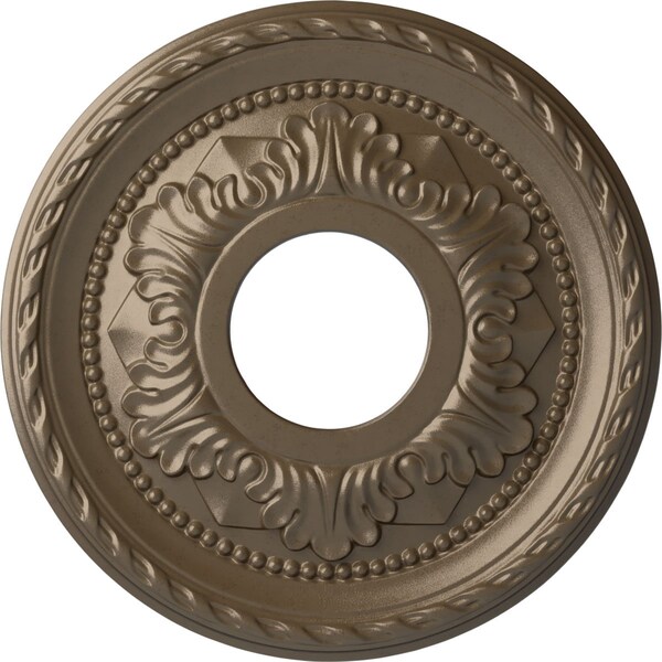 Ekena Millwork Palmetto Ceiling Medallion (Fits Canopies up to 4 7/8"), 12 1/8"OD x 3 1/2"ID x 1"P, Warm Silver CM12PMWSS - main